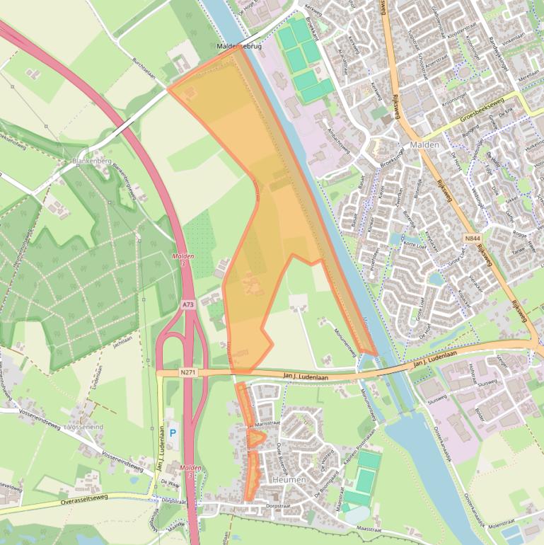 Kaart van postcodegebied 6582BC.