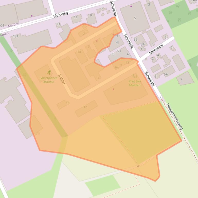 Kaart van postcodegebied 6582BZ.