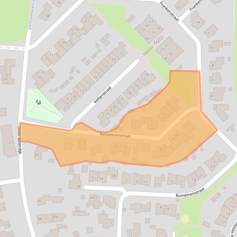 Kaart van postcodegebied 6582CT.