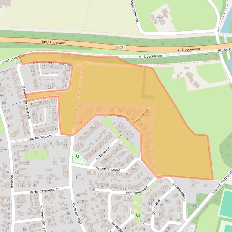 Kaart van postcodegebied 6582CX.