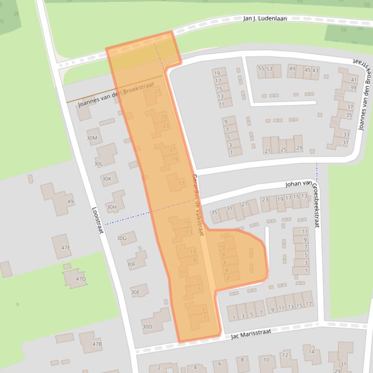 Kaart van postcodegebied 6582EB.