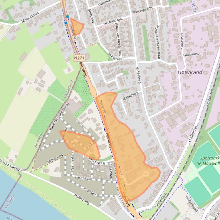 Kaart van postcodegebied 6584AA.