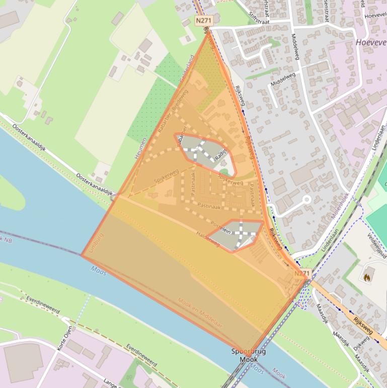 Kaart van postcodegebied 6584AB.