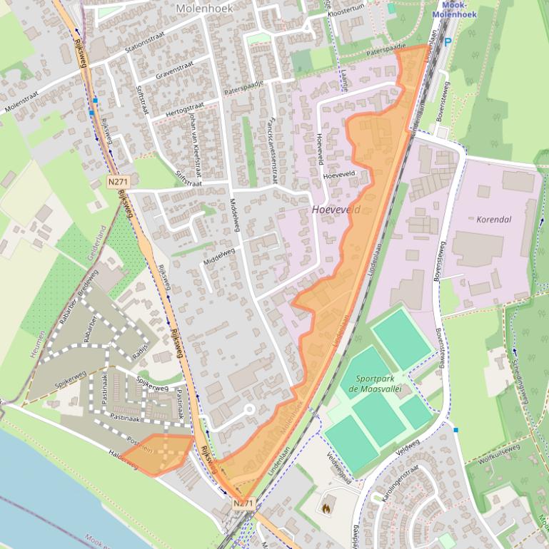 Kaart van postcodegebied 6584AC.