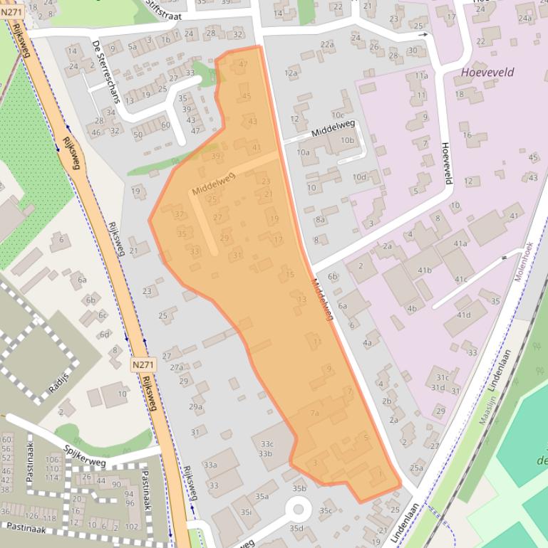 Kaart van postcodegebied 6584AE.