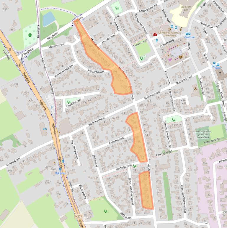 Kaart van postcodegebied 6584AG.