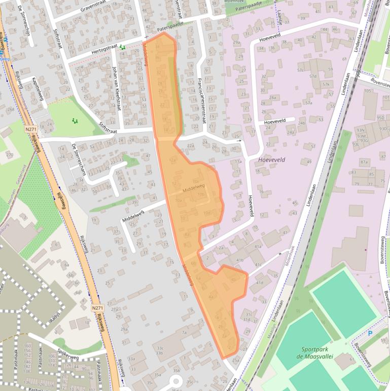 Kaart van postcodegebied 6584AH.