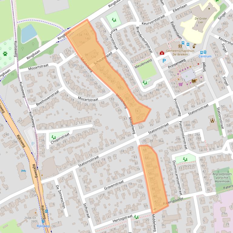 Kaart van postcodegebied 6584AJ.