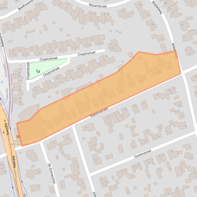 Kaart van postcodegebied 6584AR.