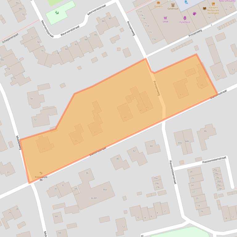 Kaart van postcodegebied 6584AS.