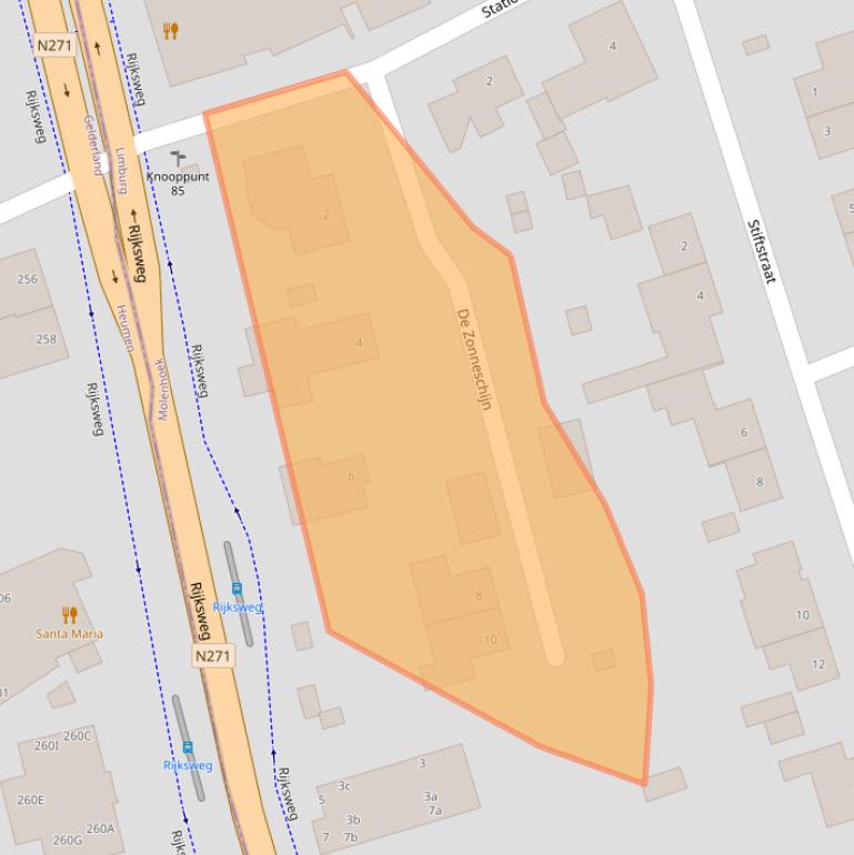 Kaart van postcodegebied 6584AX.