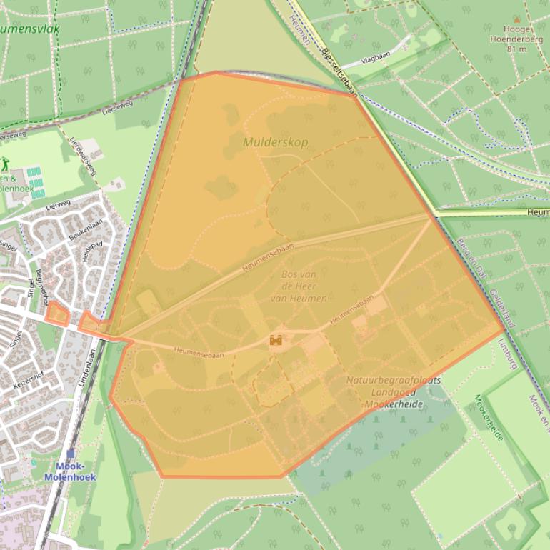 Kaart van postcodegebied 6584CL.