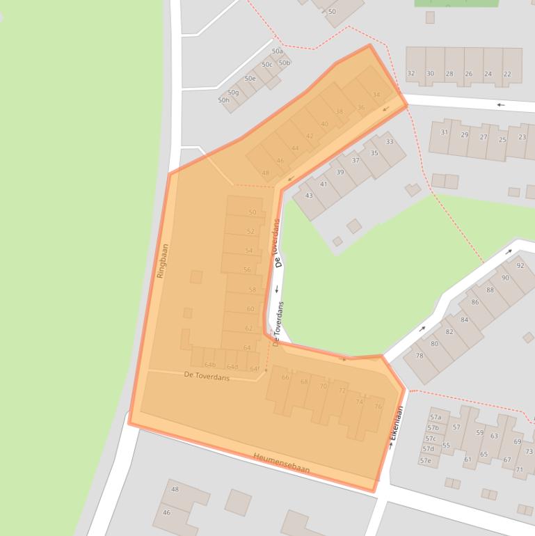 Kaart van postcodegebied 6584ED.