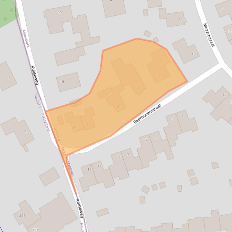 Kaart van postcodegebied 6584ER.