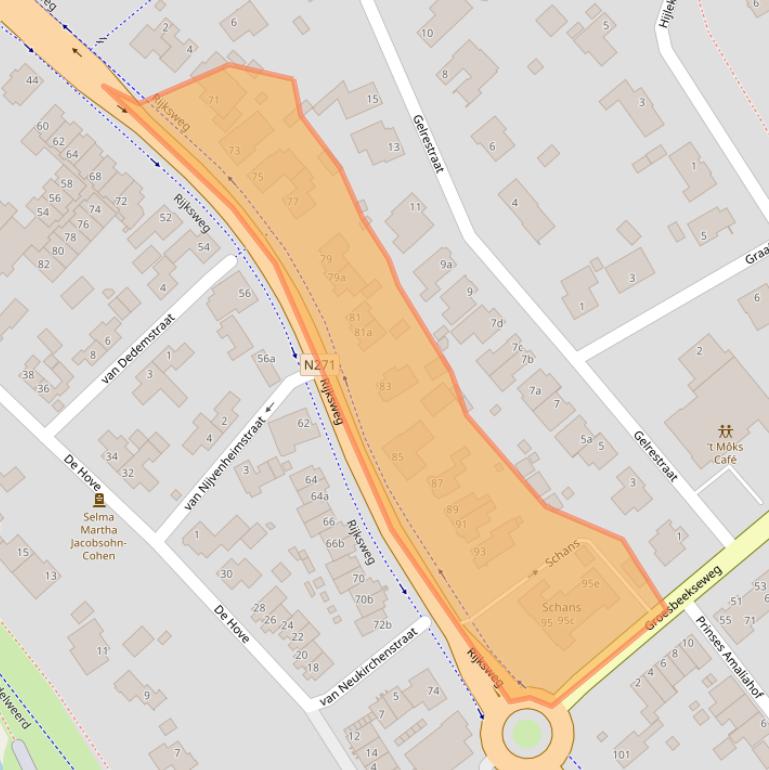 Kaart van postcodegebied 6585AB.