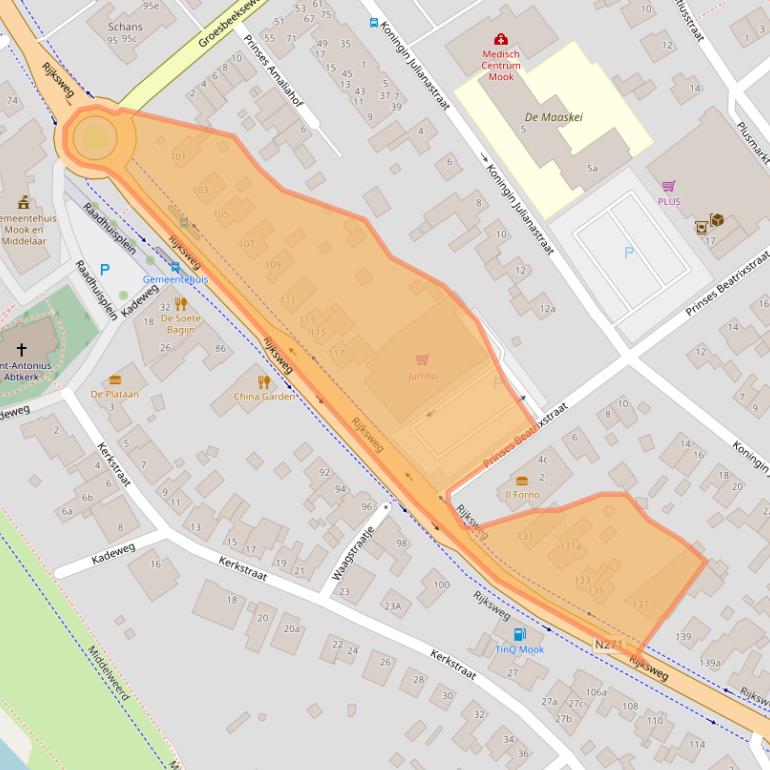 Kaart van postcodegebied 6585AC.