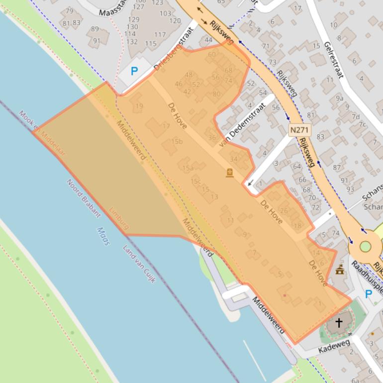 Kaart van postcodegebied 6585AN.