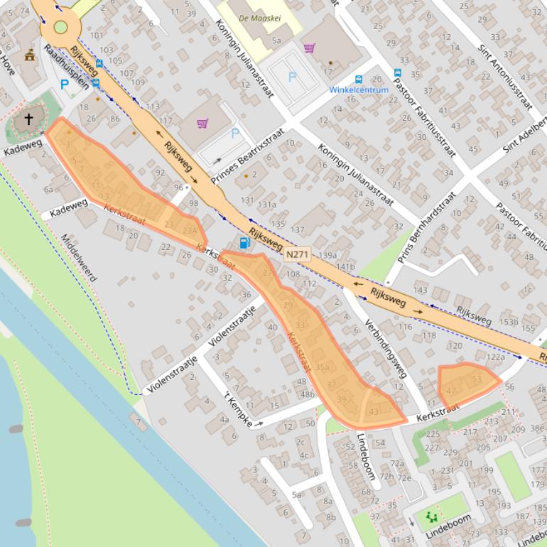 Kaart van postcodegebied 6585AT.