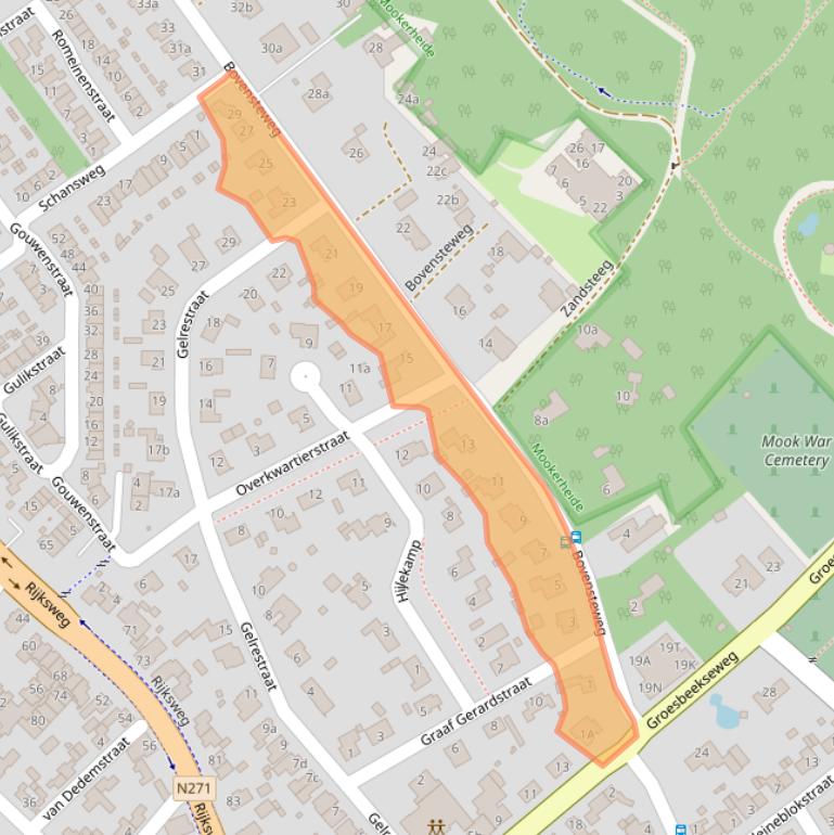 Kaart van postcodegebied 6585KA.
