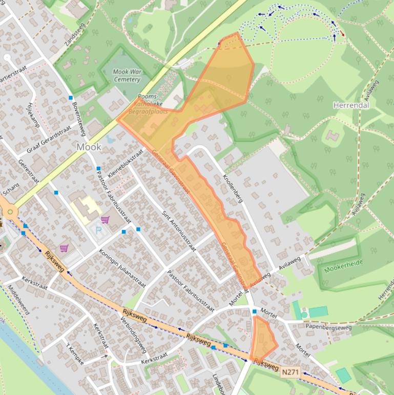 Kaart van postcodegebied 6585WL.