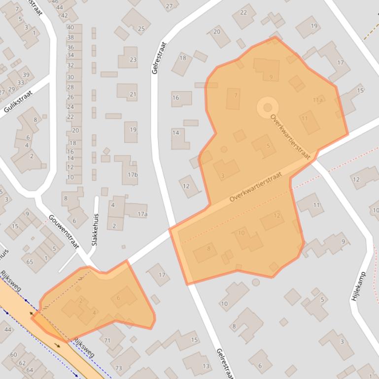 Kaart van postcodegebied 6585XV.