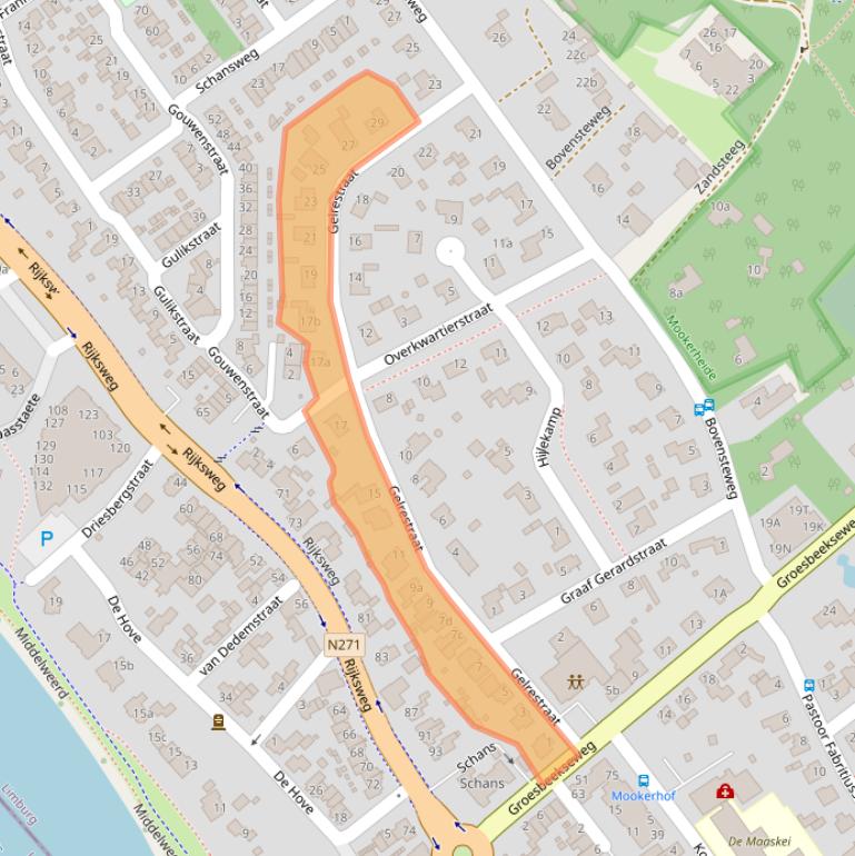 Kaart van postcodegebied 6585XW.