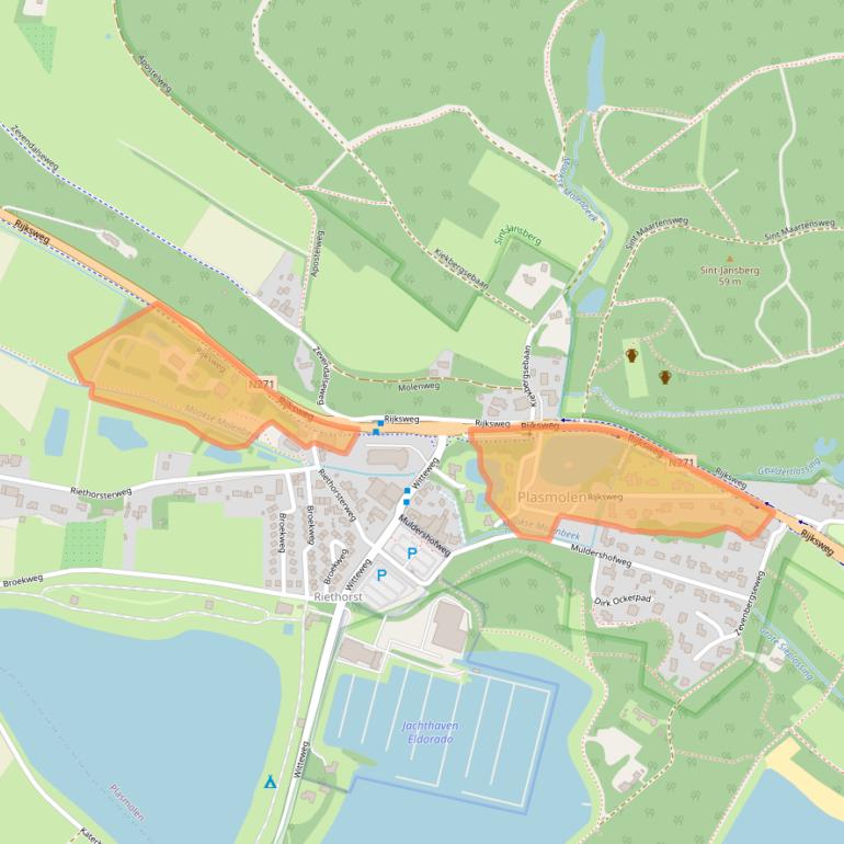 Kaart van postcodegebied 6586AB.