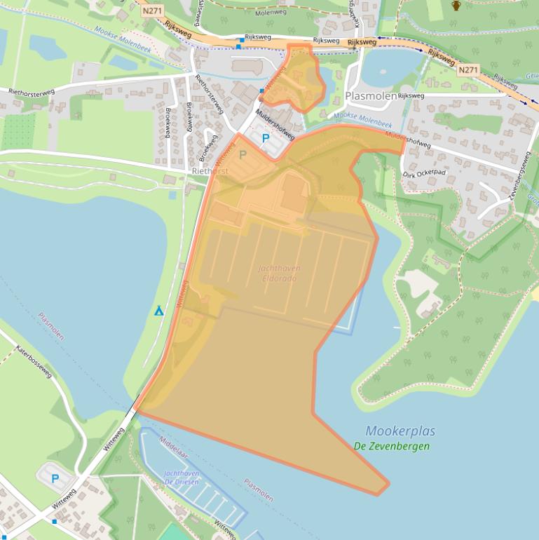 Kaart van postcodegebied 6586AD.