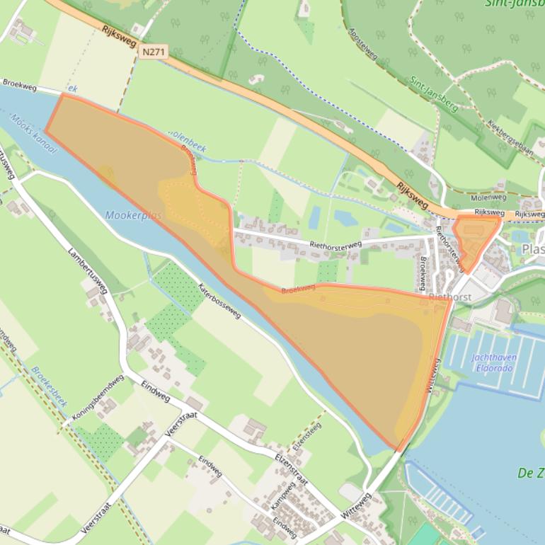 Kaart van postcodegebied 6586AE.