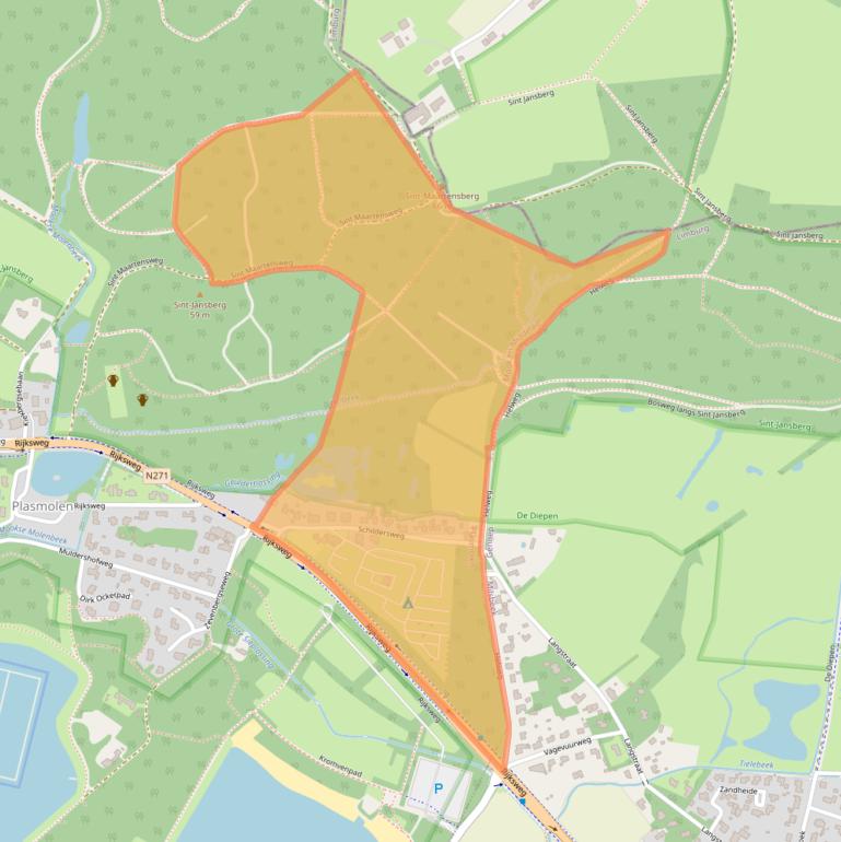 Kaart van postcodegebied 6586AL.