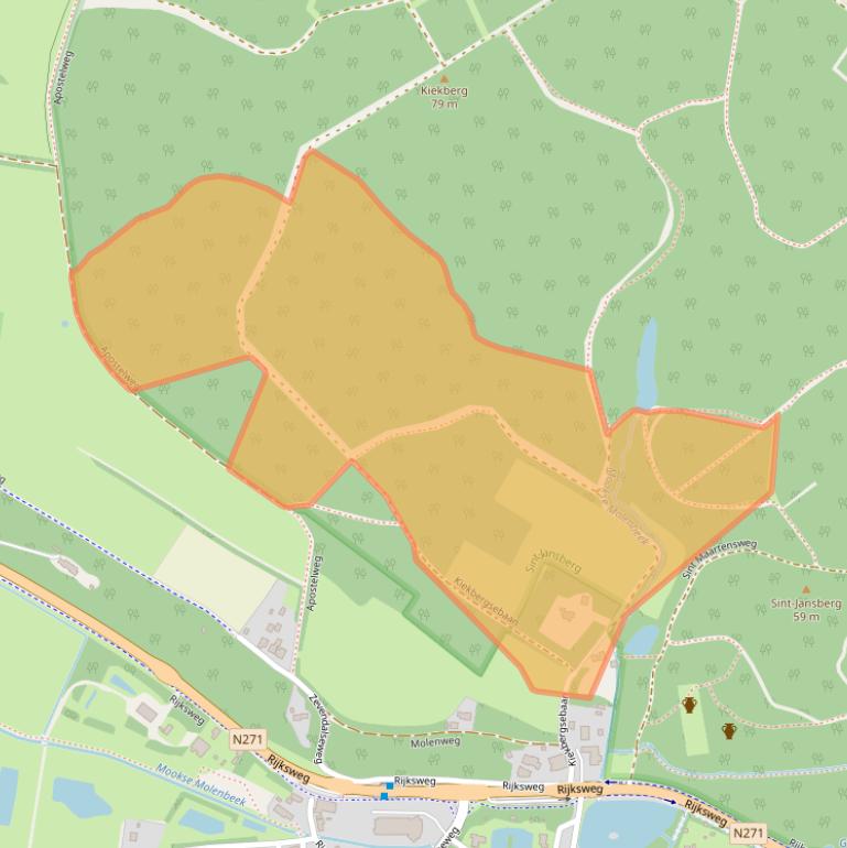 Kaart van postcodegebied 6586AN.
