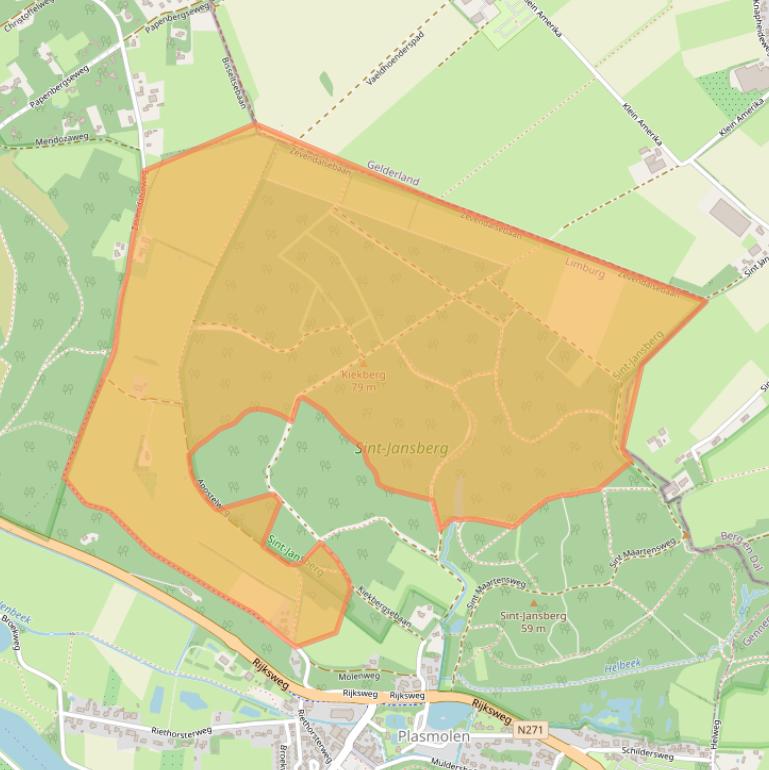 Kaart van postcodegebied 6586AS.