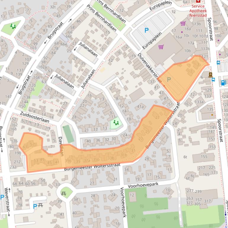 Kaart van postcodegebied 6591AK.