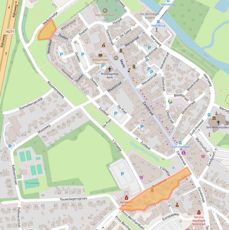 Kaart van postcodegebied 6591BD.