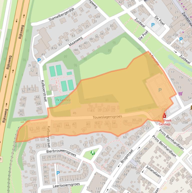 Kaart van postcodegebied 6591BL.