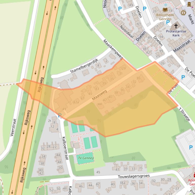 Kaart van postcodegebied 6591BM.