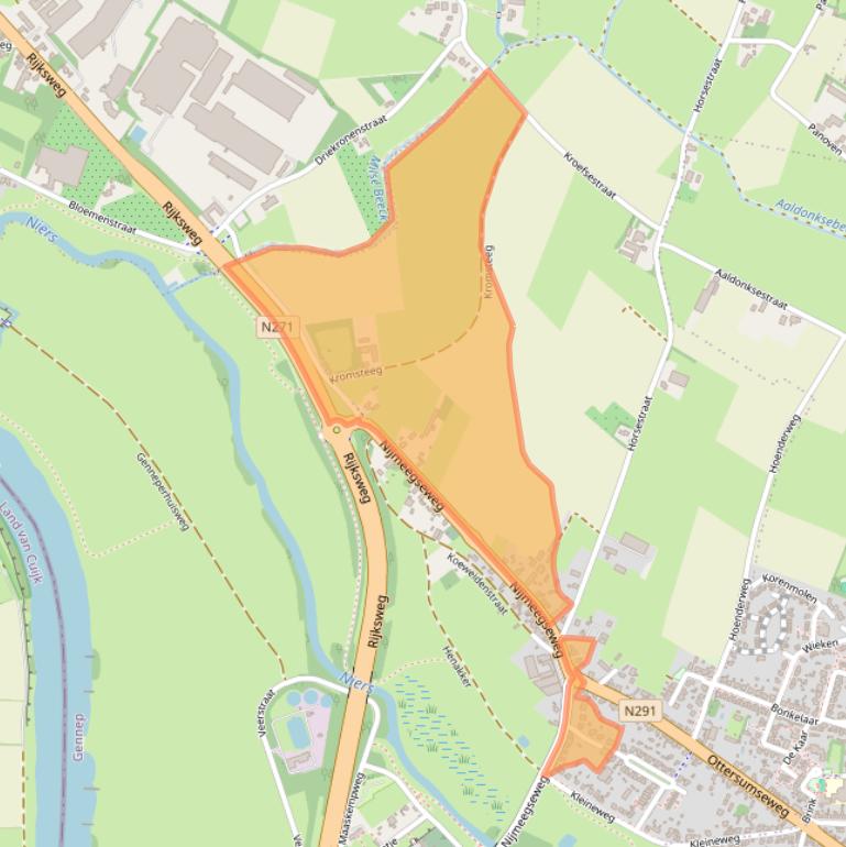 Kaart van postcodegebied 6591CG.