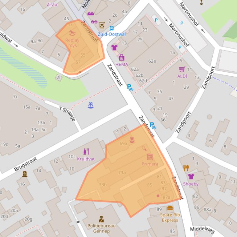 Kaart van postcodegebied 6591DB.