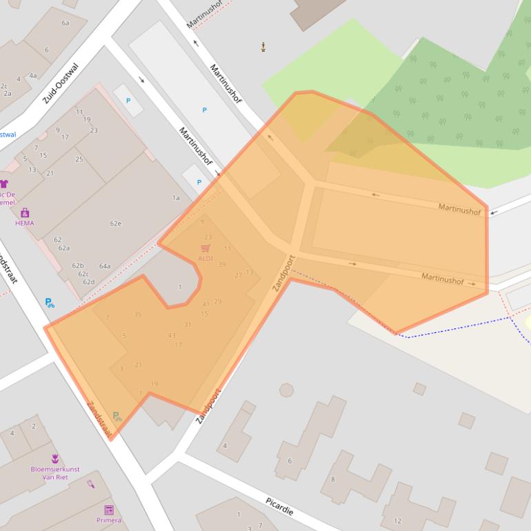 Kaart van postcodegebied 6591DN.