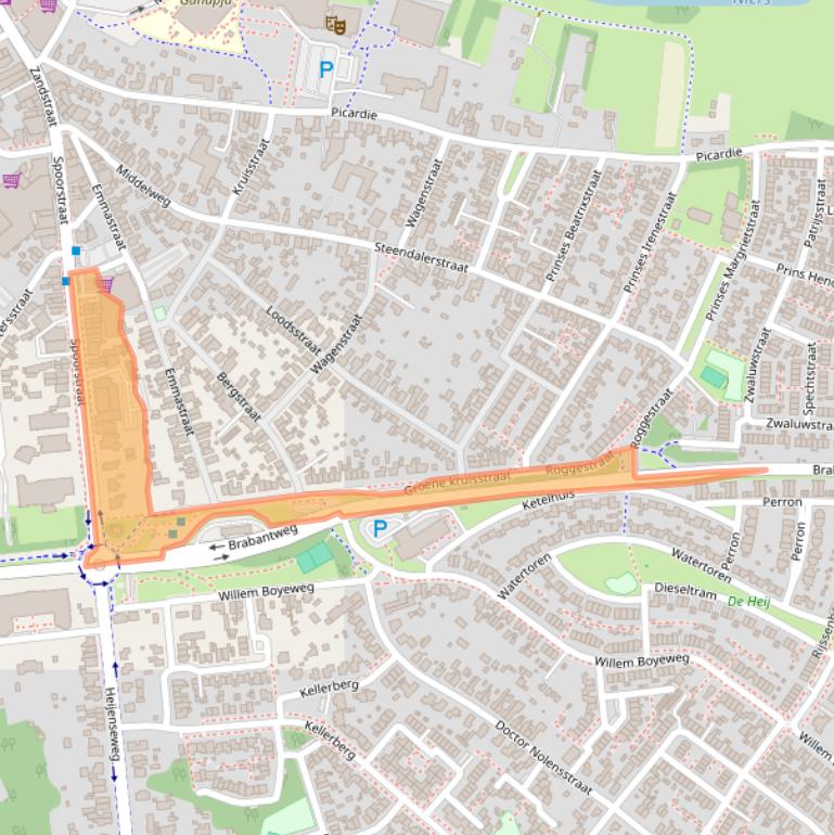 Kaart van postcodegebied 6591GW.