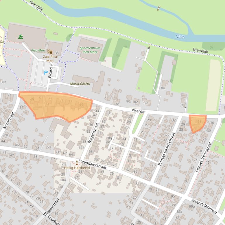 Kaart van postcodegebied 6591JB.