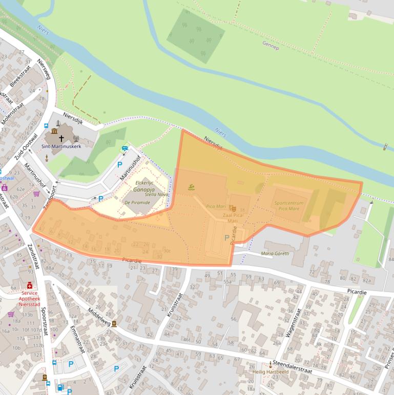 Kaart van postcodegebied 6591JE.