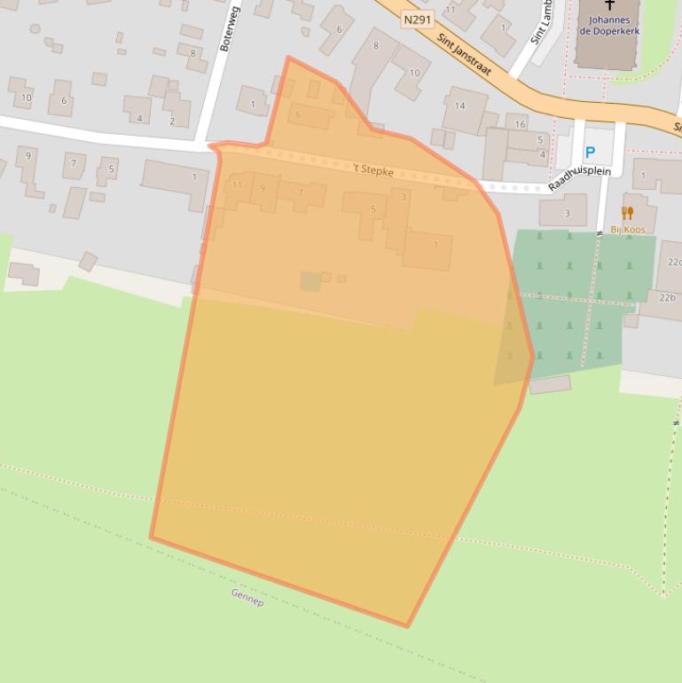 Kaart van postcodegebied 6595AJ.