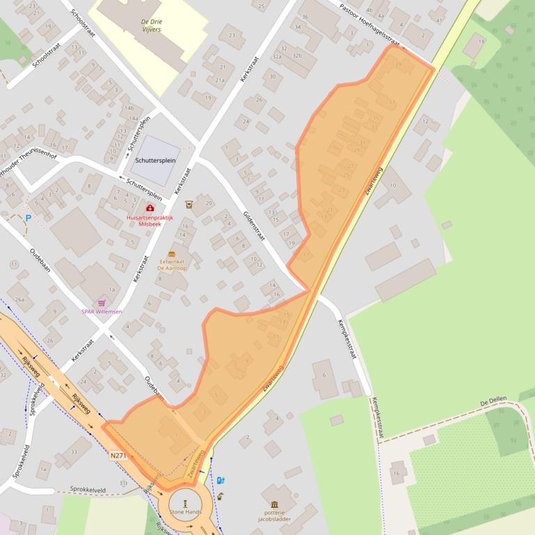 Kaart van postcodegebied 6596AD.