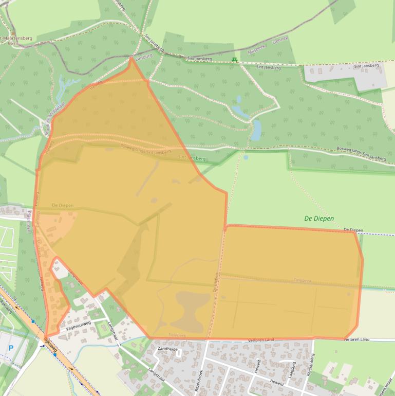 Kaart van postcodegebied 6596DB.