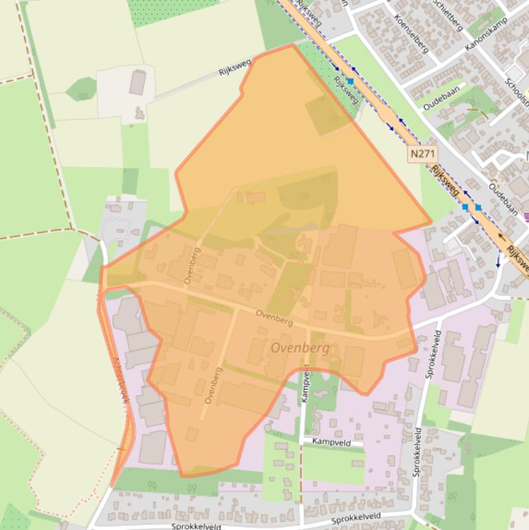 Kaart van postcodegebied 6596DP.