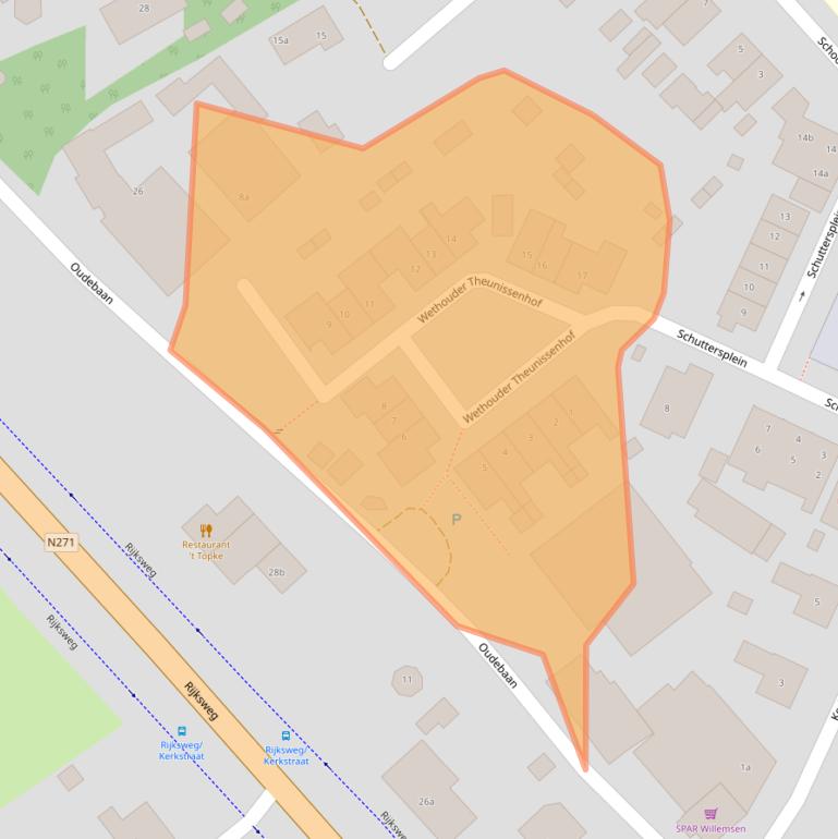 Kaart van postcodegebied 6596EA.