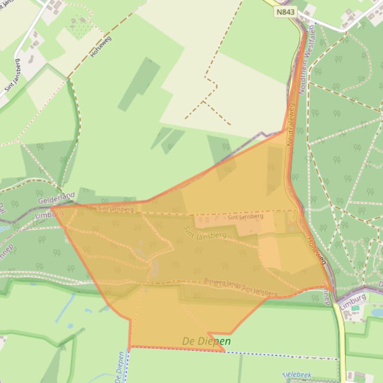Kaart van postcodegebied 6596MK.