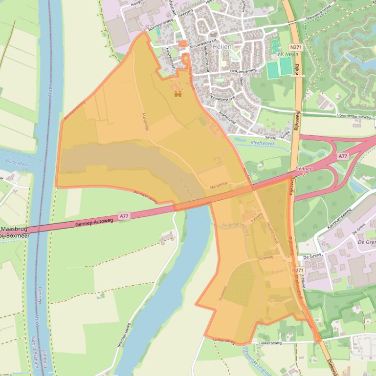 Kaart van postcodegebied 6598AE.