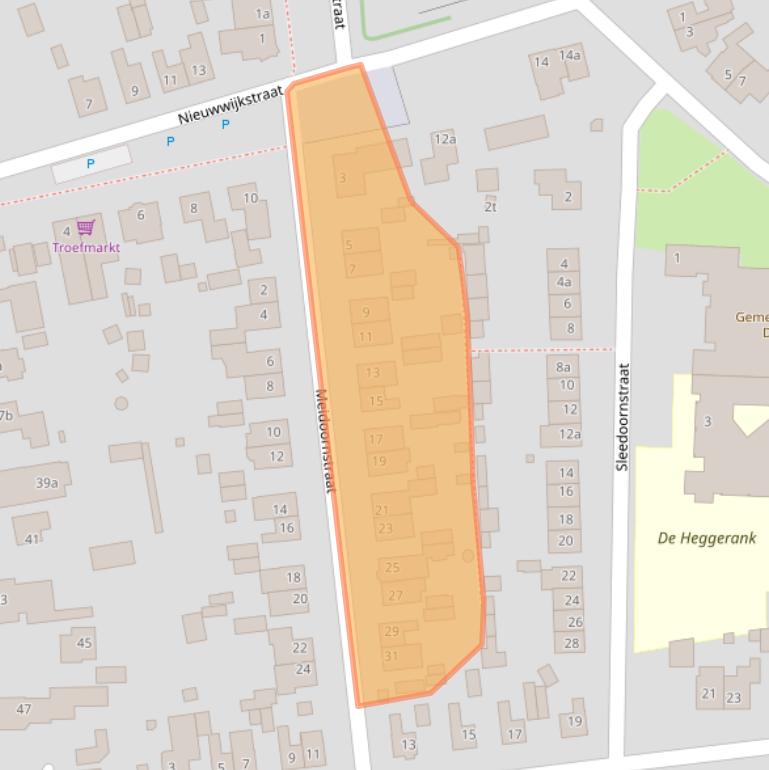 Kaart van postcodegebied 6598BA.